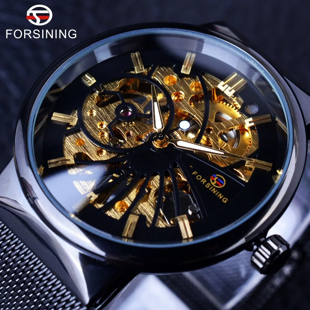 

Mechanical Watch Men Fashion Transparent Skeleton Watches Men Full Steel Luminous Skeleton Sport Watch Mechanical Wristwatch