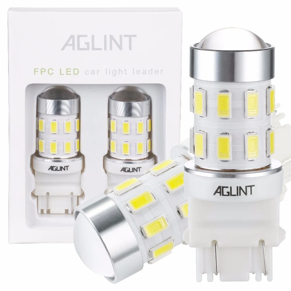 

AGLINT 2PCS T25 3157 P27/7W LED Car Bulbs 5730 SMD 24 LEDs Super White Car Rear Brake Lights Turn Signal Tail Lamps 12V 24V