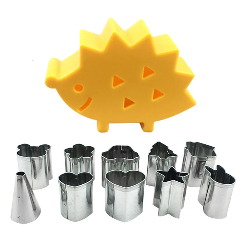 

10pcs/set Fruit Cookie Cutter Mold Hedgehog Box Design Mini Stainless Steel Mould Biscuit Fondant Cake Decorating Tools