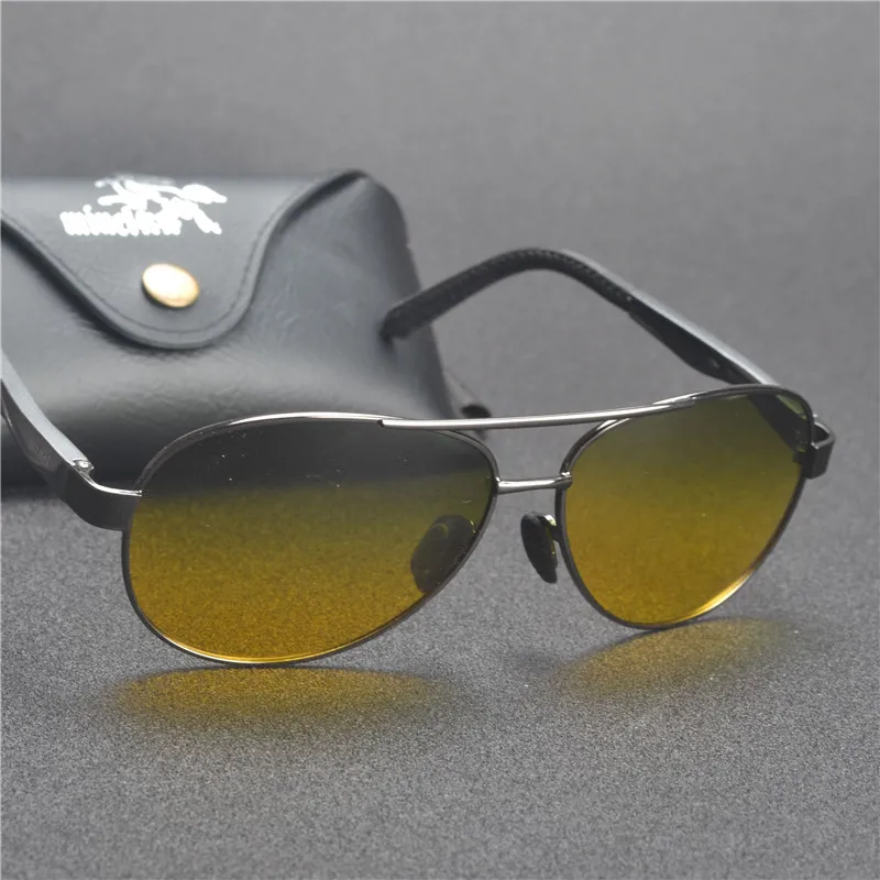 

MINCL/ Brand Top Quality Day Time and Night Driving Glasses Yellow and Green Lenses Driving Anti Glare Sunglasses Polarized FML