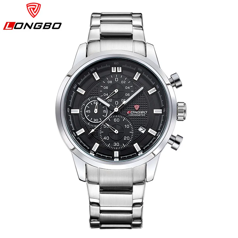 Relogio Masculino LONGBO Brand Men Casual Watch Chronograph Sports Watches Men Stainless Steel Quartz Wrist Watch