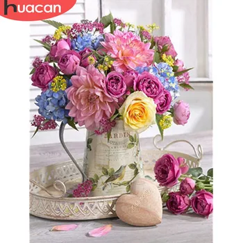 

HUACAN Diamond Mosaic Full Display Flower 5D Diamond Painting Craft Kit Diamond Embroidery Picture Of Rhinestones
