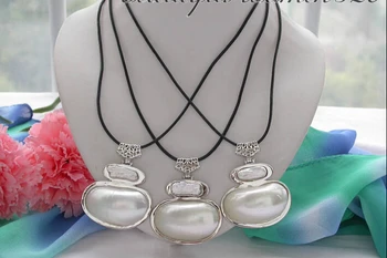 

shipping> >>>z4146 wholesale 3pcs 48mm white mabe keshi pearl necklace crescent pendant