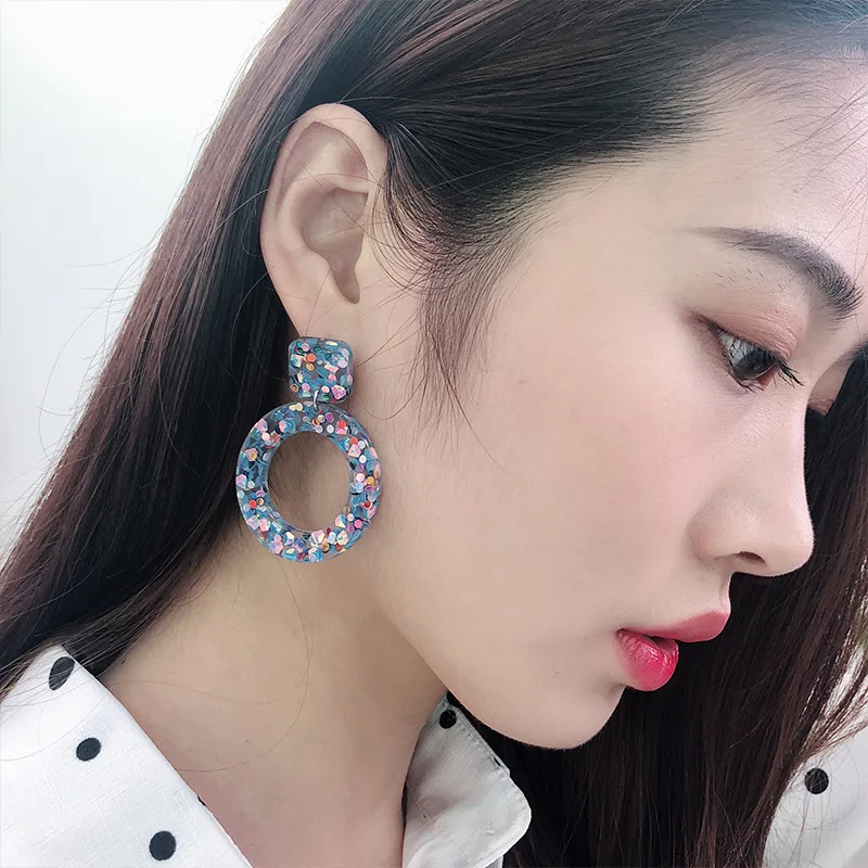 2-UJBOX-2018-Japanese-Korean-Blue-Circle-Resin-Sequins-Earrings-Women-Glitter-Earrings-Wedding-Party-Jewelry-Wholesale