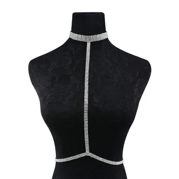 

Sexy Luxury Crystal Neck Body Chain Harness Women Rhinestone Statement Jewelry Summer Beach Accessories for Women