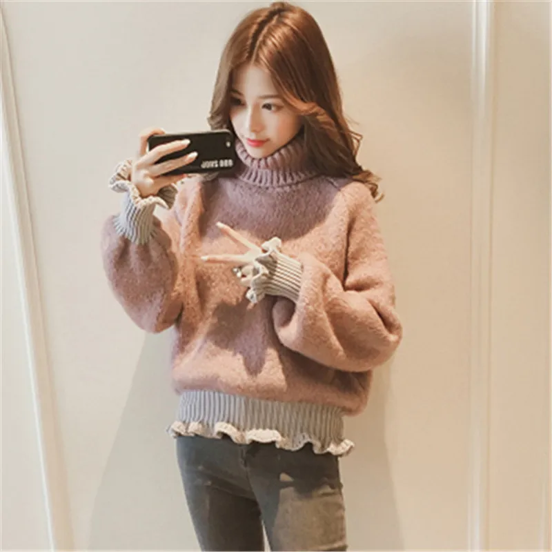 Новые женские свитера модный вязаный плотный теплый зимний свитер корейский стиль милые женские свитера и пуловеры женские топы ZZ575 - Цвет: fen zi