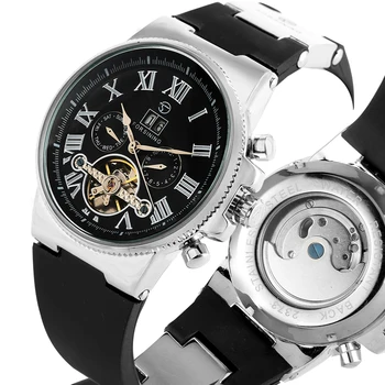 

Skeleton Mechanical Watch Business Automatic-self-winding Business Mechanical Watches Leather Band Unique Men Clock Top Luxury