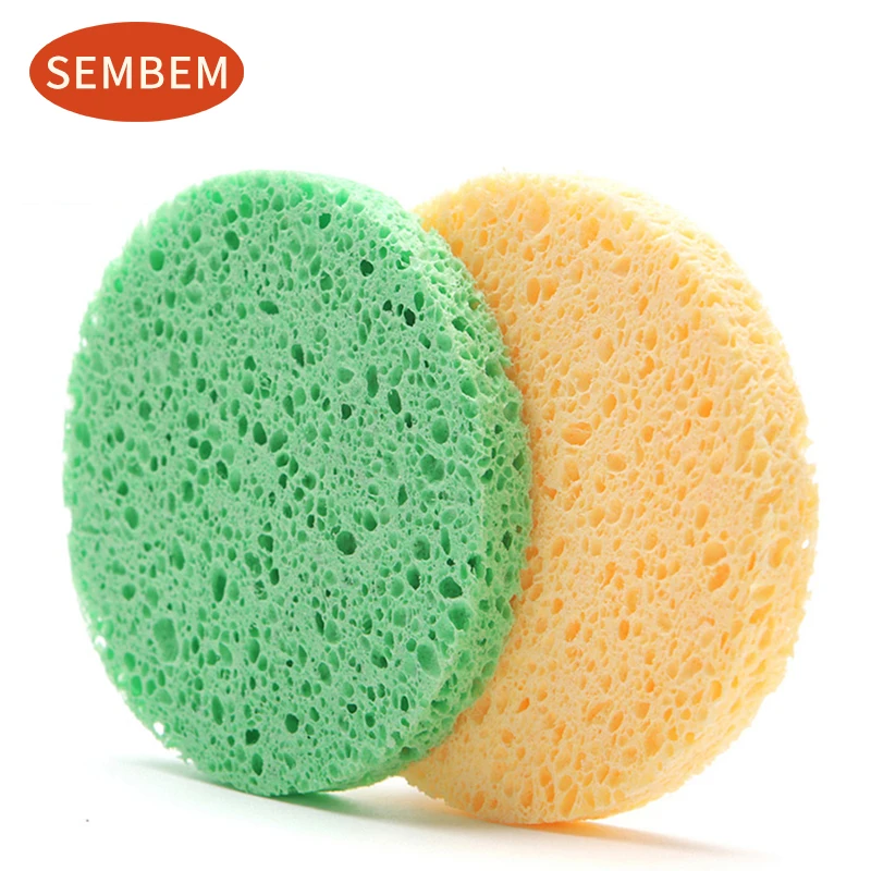 

SEMBEM 2pcs/pack Makeup Removing Cleaning Sponge Face Cleansing Sponge Skin Exfoliating Scrub Puff Washing Pad Skin Care Tool