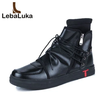 

Tuyoki Personality Fashion Men Casual Shoes High Top Zipper Lace Up Flats Shoes Trend Male Footwear Club Shoes Size 39-44