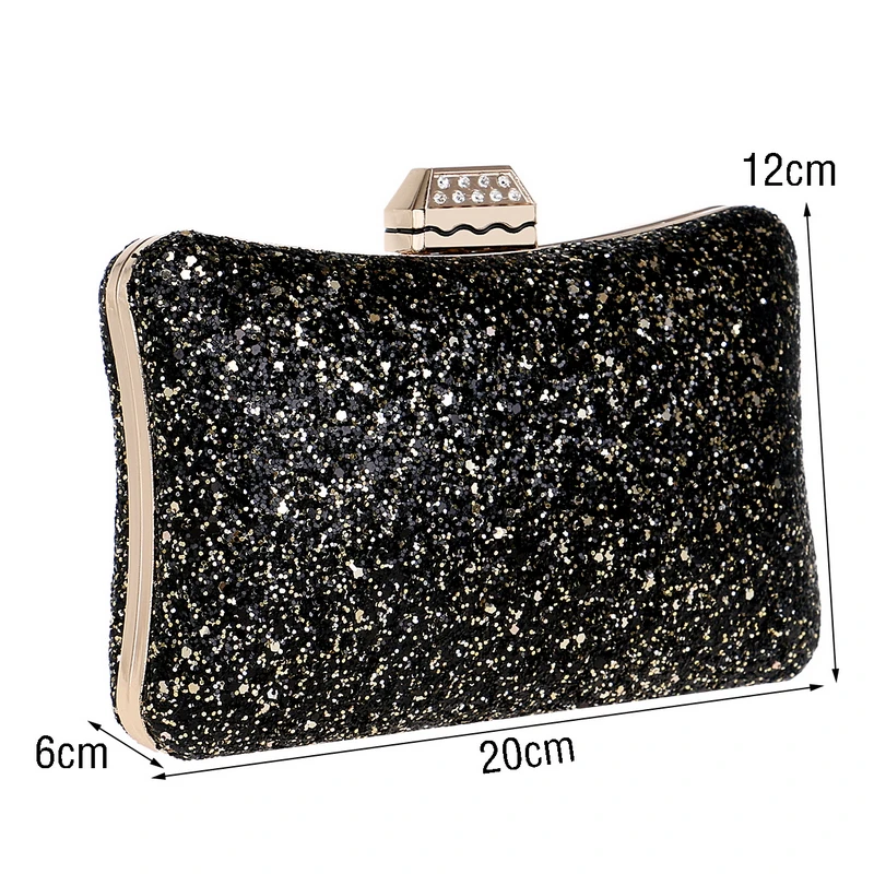 Luxy Moon Black And Gold Sequin Clutch Size