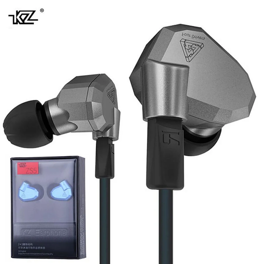 Оригинальные гибридные наушники KZ ZS5 2DD + 2BA с 8 драйверами HIFI DJ для бега спортивные