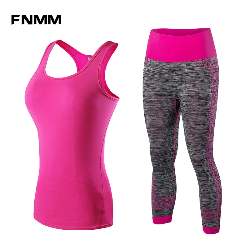 FNMM набор для бега, жилет, штаны, спортивный костюм, для фитнеса, трико, топ, для бега, костюмы для женщин, спортивный костюм, Йога, спортивная одежда