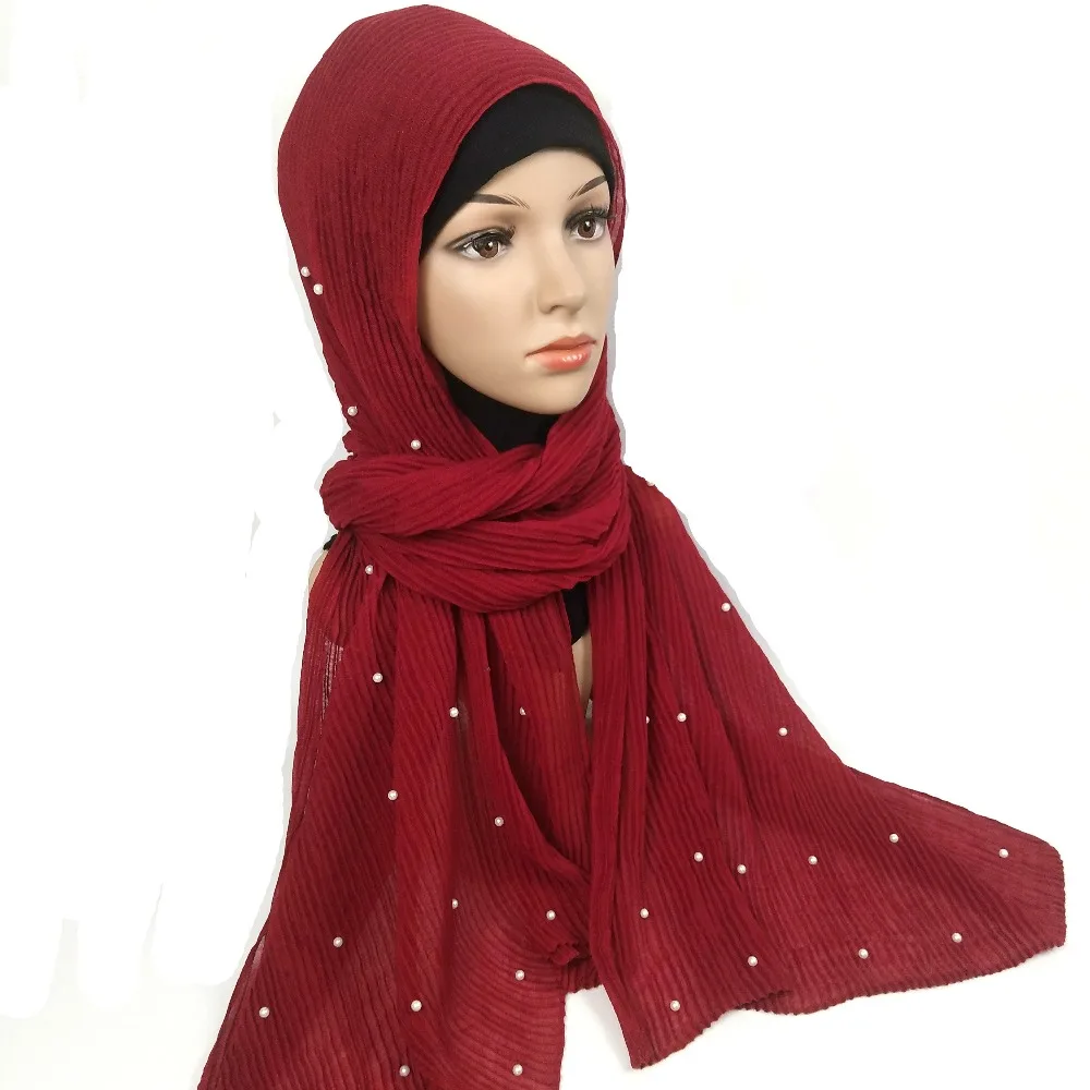 Обычная морщинка хиджаб шарф плиссированные мусульманские платки плиссированные шарфы вискоза, хлопок клетчатые палантины эластичные шарфы-повязки 10 шт./лот