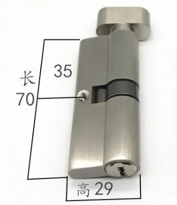 Дверная фурнитура 60 70 80 90 мм безопасность медная дверь замок цилиндр интерьер спальня гостиная замок ручка латунный ключ замок - Цвет: silver H29mm
