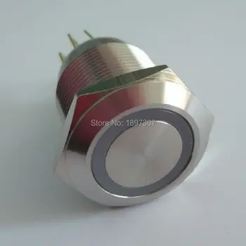 

40 pieces 19mm 1NO1NC Momentary 6 pin terminal 6V 12V 24V Green ring led push button light switch with stainless steel crust