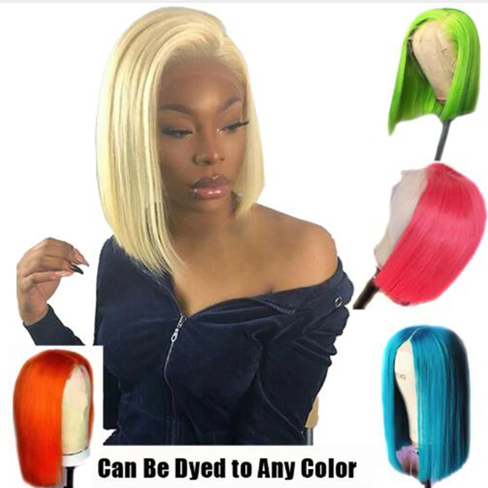 

Simbeauty Short Bob 13x6 Lace Front Human Hair Wig Green Blue purple Orange Red Ombre blonde Lace Front wig Brazilian Remy Hair