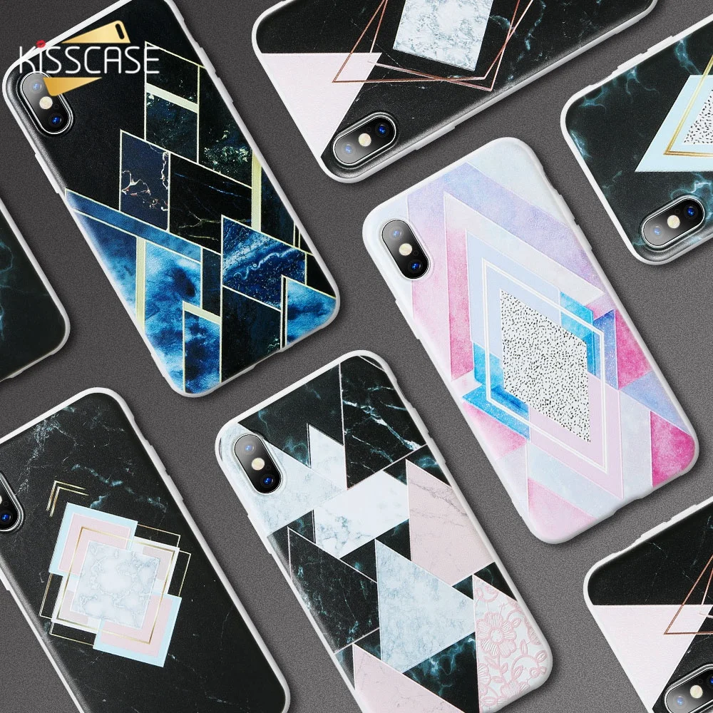 Мягкий силиконовый чехол KISSCASE для iPhone 7 8 X XS Max XR с геометрическим рисунком 5S 6 6s Plus 5