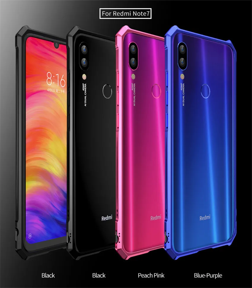 For Xiaomi redmi note 7 Case Luxury Metal Bumper Case On Xiomi redmi note 7 Slim Frame Phone Case redmi note7 (6)