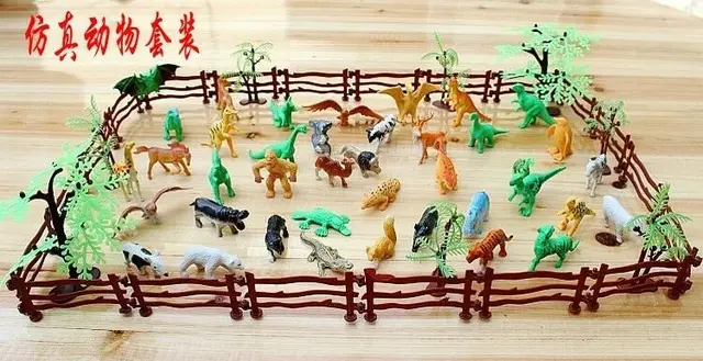 68pcs Tiny toys Mini Dinosaurs Animals Trees Rails Boy Toys Plastics Dolls zoo 3-8CM 2