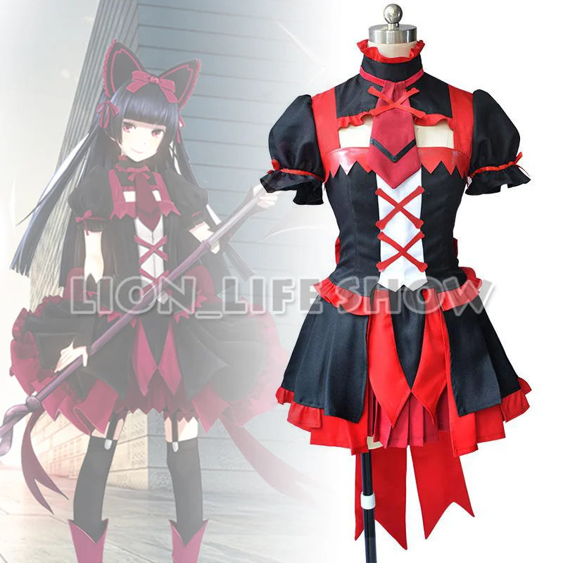 Ворота: Jieitai Kanochi нит Рори Меркурий костюмы для косплея красные черные платье