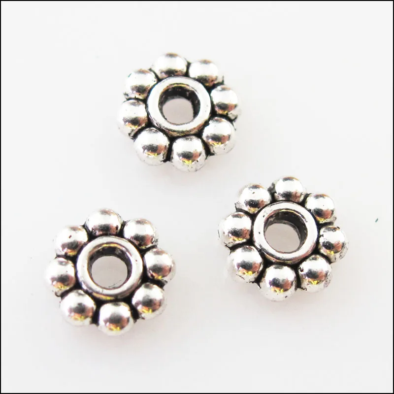 

New 150Pcs Tibetan Silver Tone Tiny Daisy Spacer Beads Charms 4mm