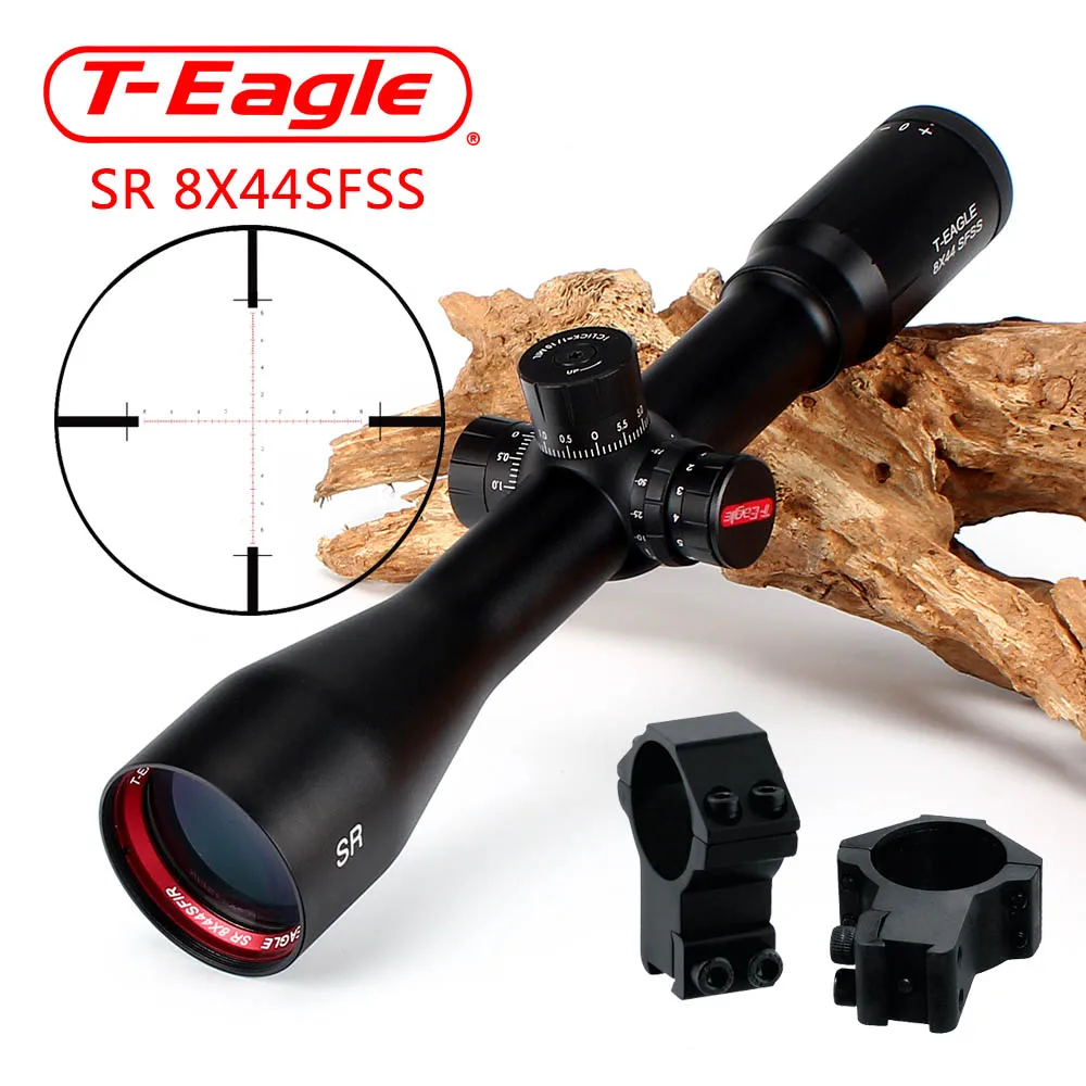 T-Eagle SR 8X44 SFSS охотничьи оптические прицелы боковое параллаксированное стекло гравированное сетка башенки Блокировка сброса фиксированное увеличение 8X область - Цвет: with Dovetail Rings