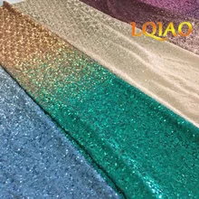 1 ярд градиент цвета темно-синий-Серебряный блесток ткань стрейч спандекс вышитые сетки африканские Кружева блесток ткань для платья DIY