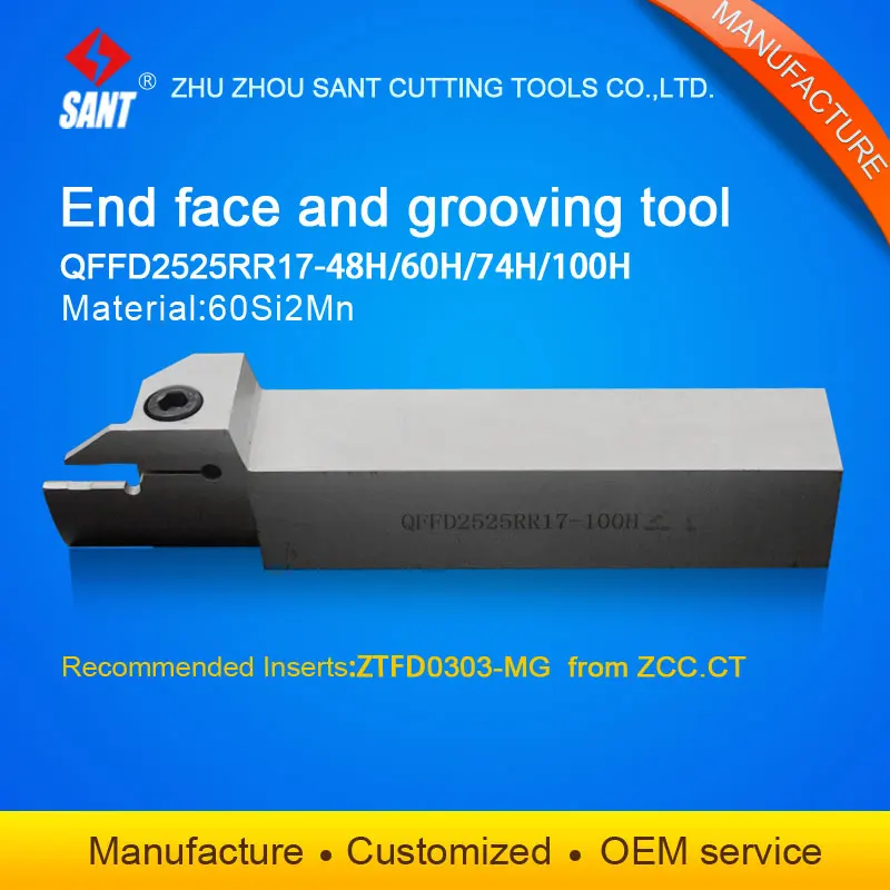 

Zhuzhou Sant cnc cutting tools Surface Grooving tool holder QFFD2525RR17-100H with inserts ZTFD0303-MG with good quality