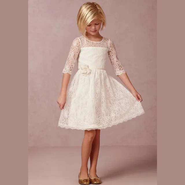 Lace Knee Length Flower Girl Dress