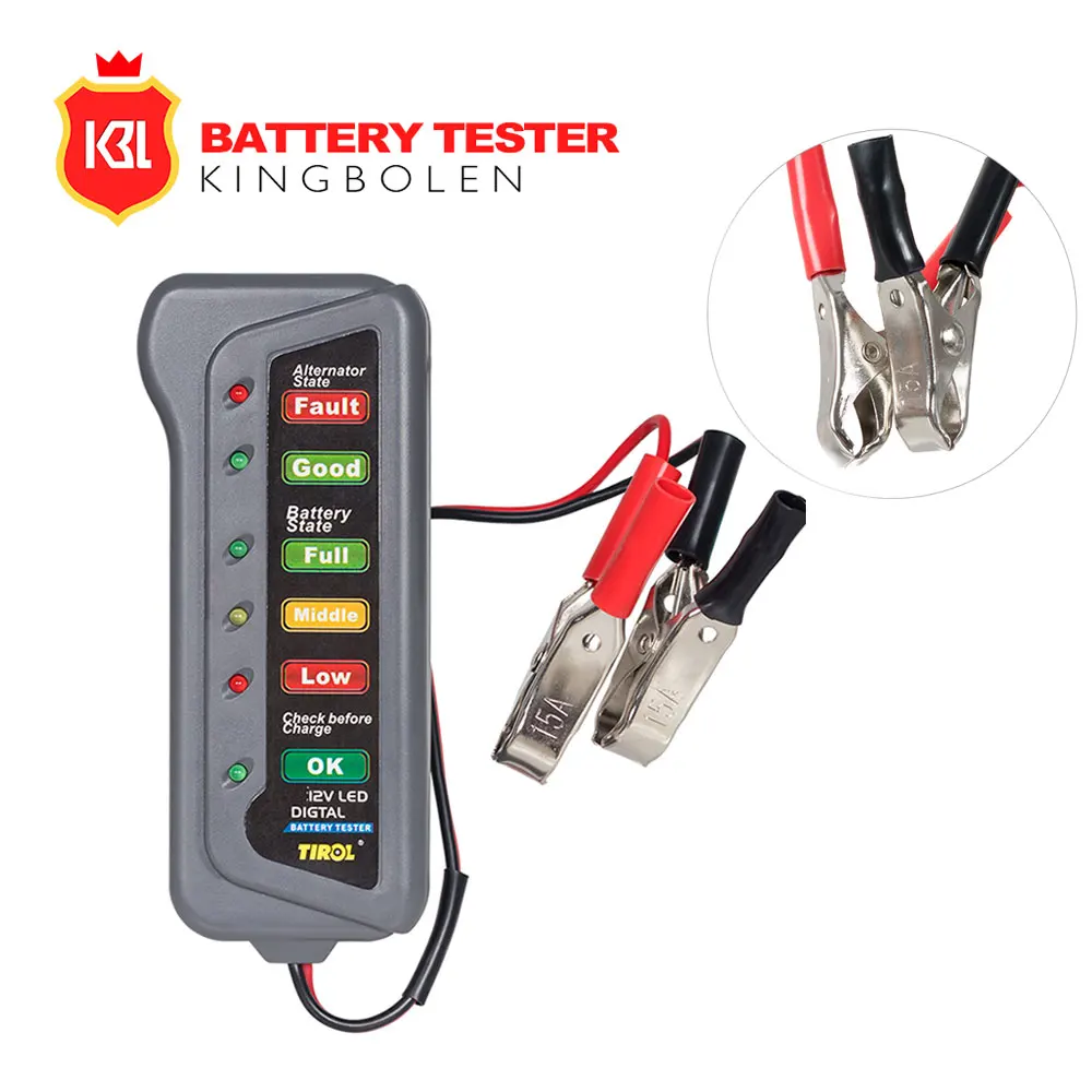 Universal 12 V Car Digital Battery Checker Tester Alternator 6 LED