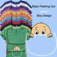 New Design Funny and Cute “baby peeking out” short sleeve Casual Maternity Shirt clothes for pregnant women plus size XXL