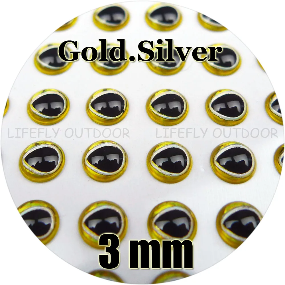 3mm 3d Gold.silver, Tear Drop Pupil / Wholesale 800 Soft Molded 3d