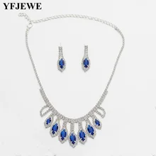

YFJEWE Luxury Silver Wedding Jewelry Sets Women Fashion Jewelry Sets Austrian Crystal Pendant Necklace Long Earrings N385