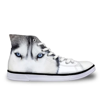 

Customized 3D Animal White Wolf Printed Women High Top Canvas Shoes Casual Dog Husky Female Lace Up Vulcanize Shoes Breathable