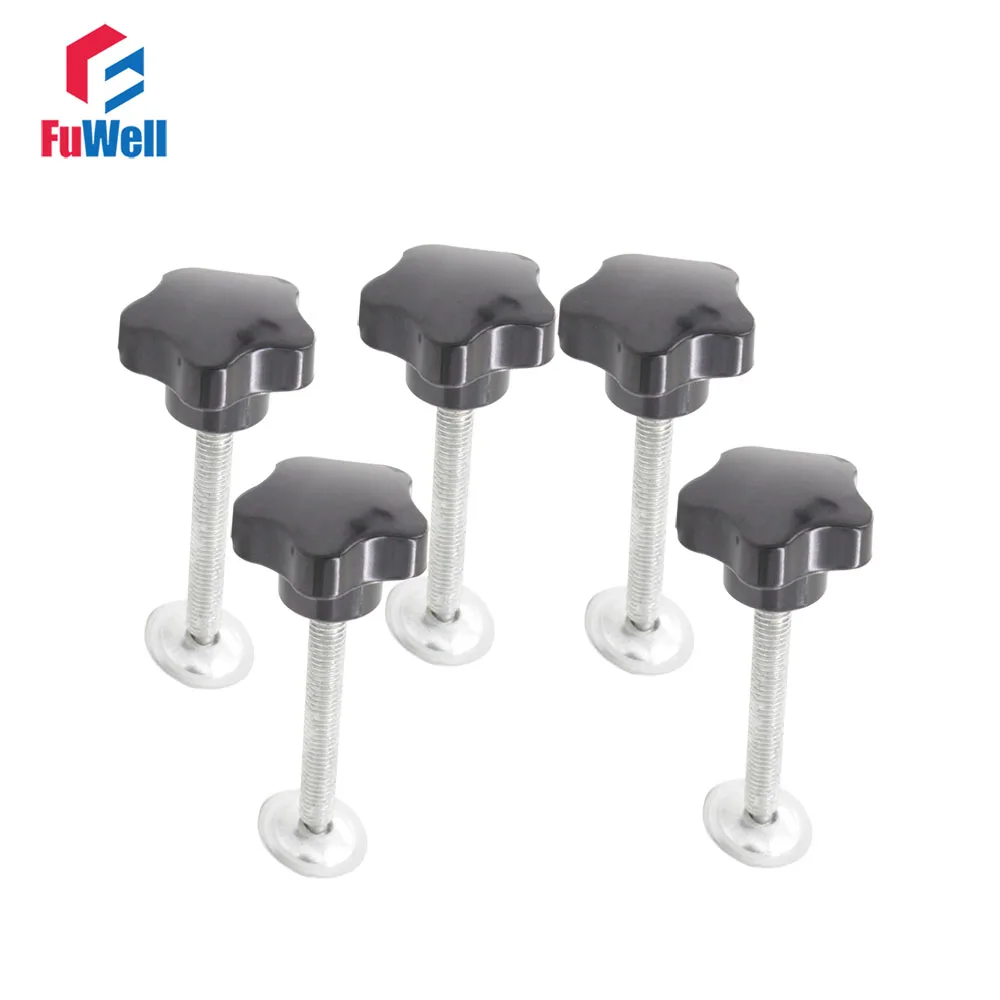 Uxcell 2 Pcs Star Knobs Grips 10 X 70 Ale Thread Steel Zinc Stud Black PP - Aazon.co