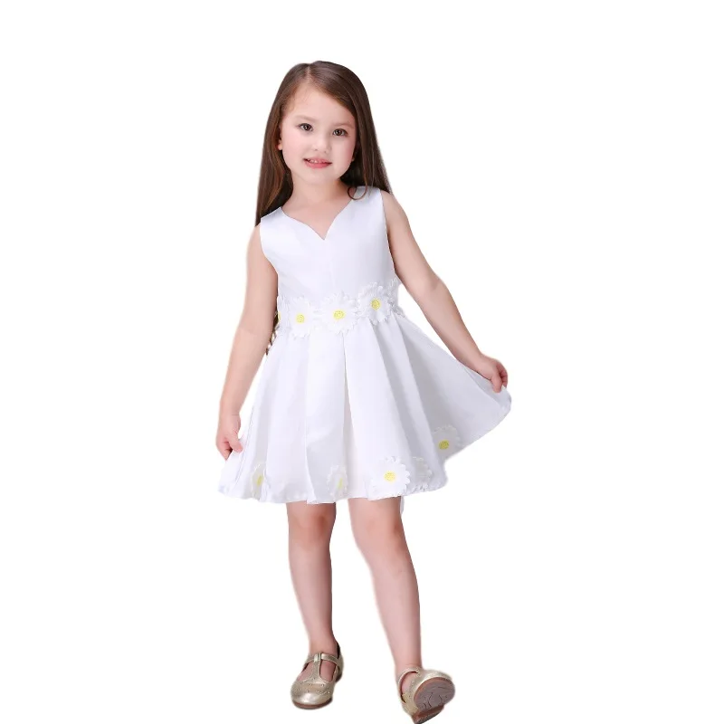 2016 New Gown Bridesmaid Child White Flower Baby Girls Wedding Dress