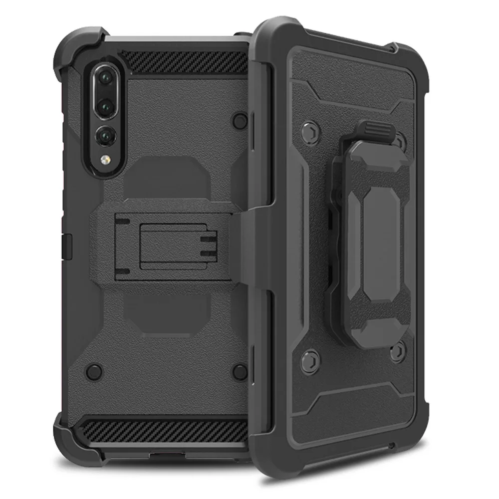 

Heavy Duty Hybrid Armor Case With Belt Clip Holster Shockproof Impact Protective Hard Back Phone Cover For Huawei P20 / P20 Pro