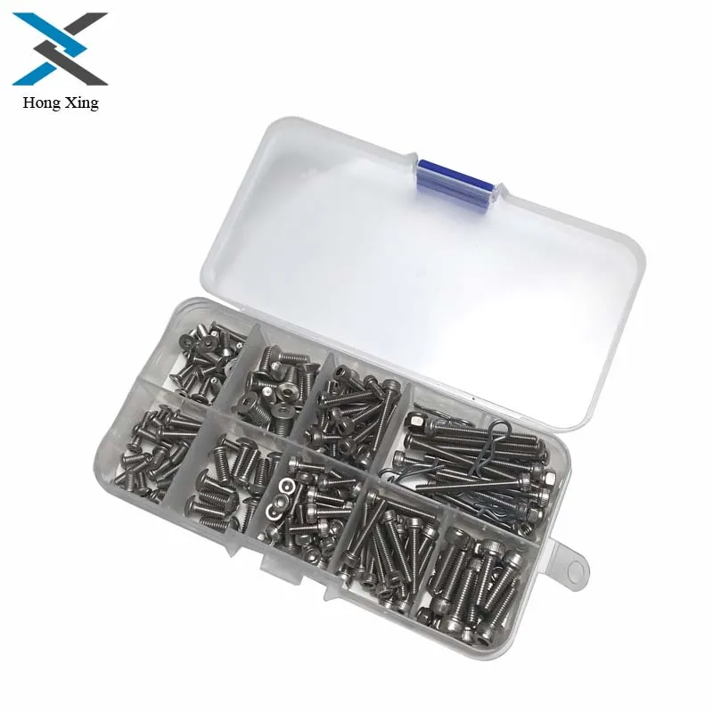 

205Pcs Screws Stainless Steel Screw Kit Set with Box for 4x4 Short Truck DIY Tools Rc Car Parts High Quality