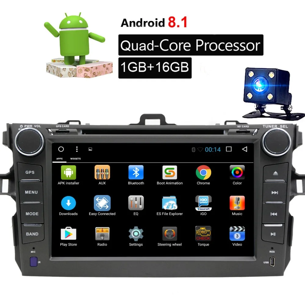 

Android 8.1 Car Multimedia DVD Player For for Toyota Corolla 2007-2011 8 inch 2 Din Car Radio Stereo GPS Navigation WIFI+Camera