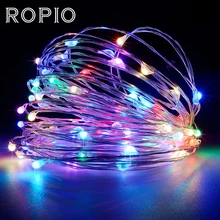 ROPIO 5 м 50 светодиодный s медный провод светодиодный светильник-гирлянда водонепроницаемый AA батарея питание для рождественского фестиваля Свадебная вечеринка Декор Подарочная лампа