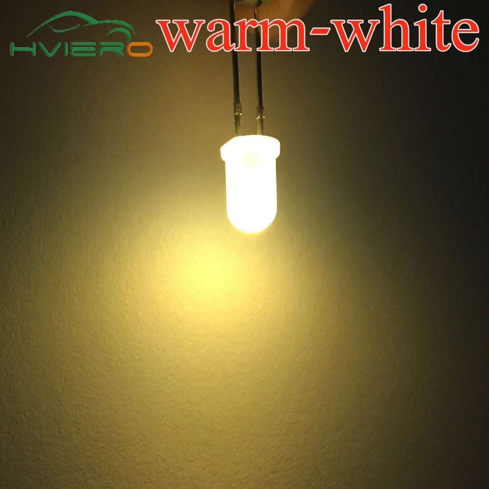 100 шт. 5 мм F5 матовый белый красный зеленый синий желтый теплый-белый круглый светодиодах 1,8 ~ 3,4 В 2pin светодио дный лампочки диоды светодио