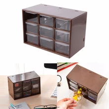 New 9 Drawer Plastic Storage Cabinet Desktop Makeup Bin Box Jewellery Organizer Home Storage Drawers 2 Colors sosw multifunctional 9 components metal table statinery storage box desktop organizer with drawers sky blue