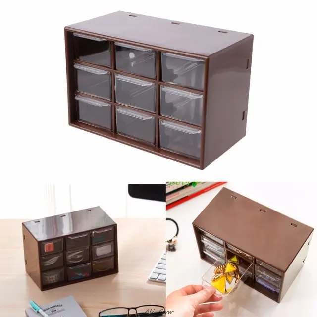 New 9 Drawer Plastic Storage Cabinet Desktop Makeup Bin Box