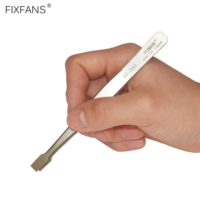 FIXFANS прецизионные пинцеты из нержавеющей стали для штампов с плоским наконечником для коллектора этикеток Ремесло Хобби ручные инструменты