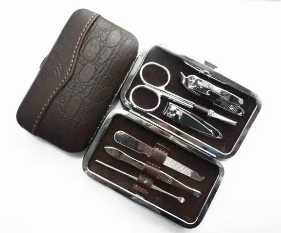 6pcs set Carbon steel Scissor Tweezers Nail Art Manicure Set Nail Care Tools with Mini Finger