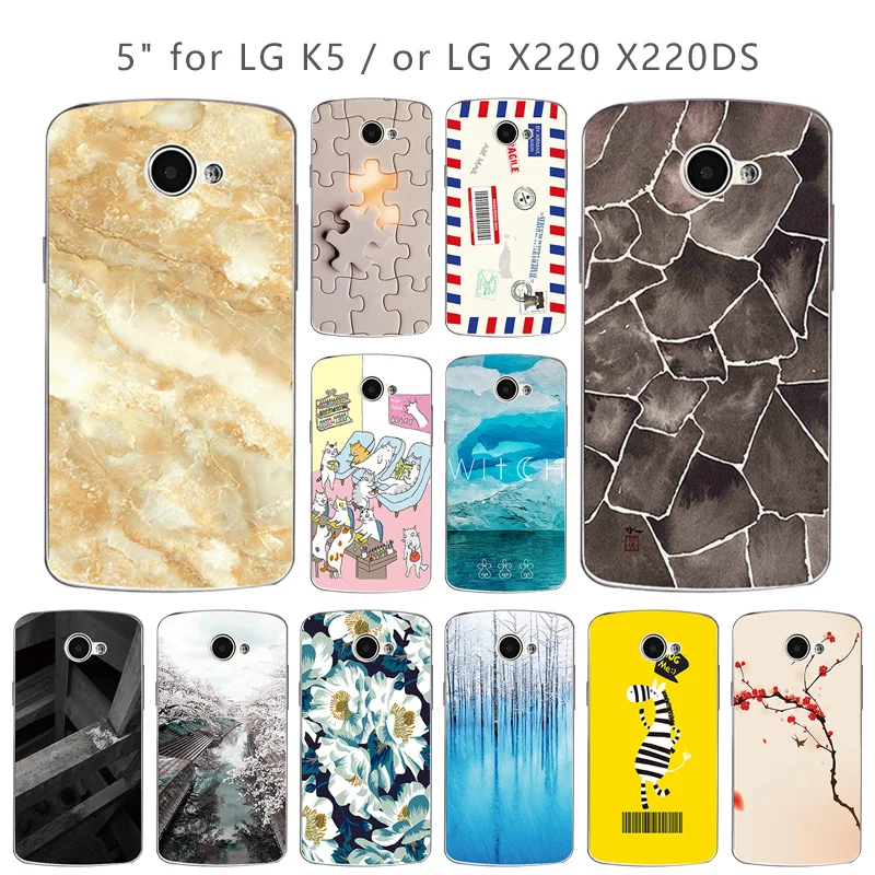 Чехол для LG K5 мягкий чехол из ТПУ LTE X220DS x220 K 5 квадратная задняя крышка Цветочный