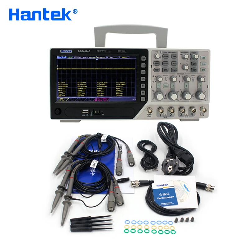 Hantek официальный DSO4084C цифровой осциллограф 80 МГц 4 канала USB PC Osciloscopio+ 1 каналы arbatitary/генератор функций