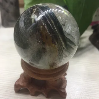 

2019 Hot Sale Decoration scb23(46mm) Clear Transparent Natural Quartz Green Phantom Crystal Polished Sphere Ball Healing Crystal