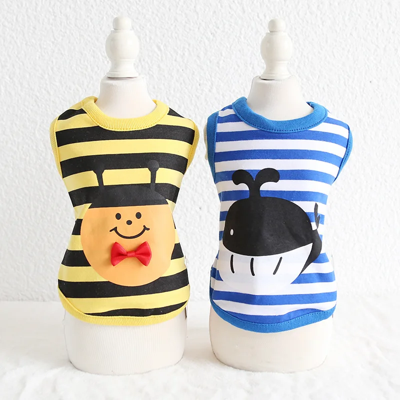 

2019 spring and summer new bee whale striped vest puppy dog pet costume love pet