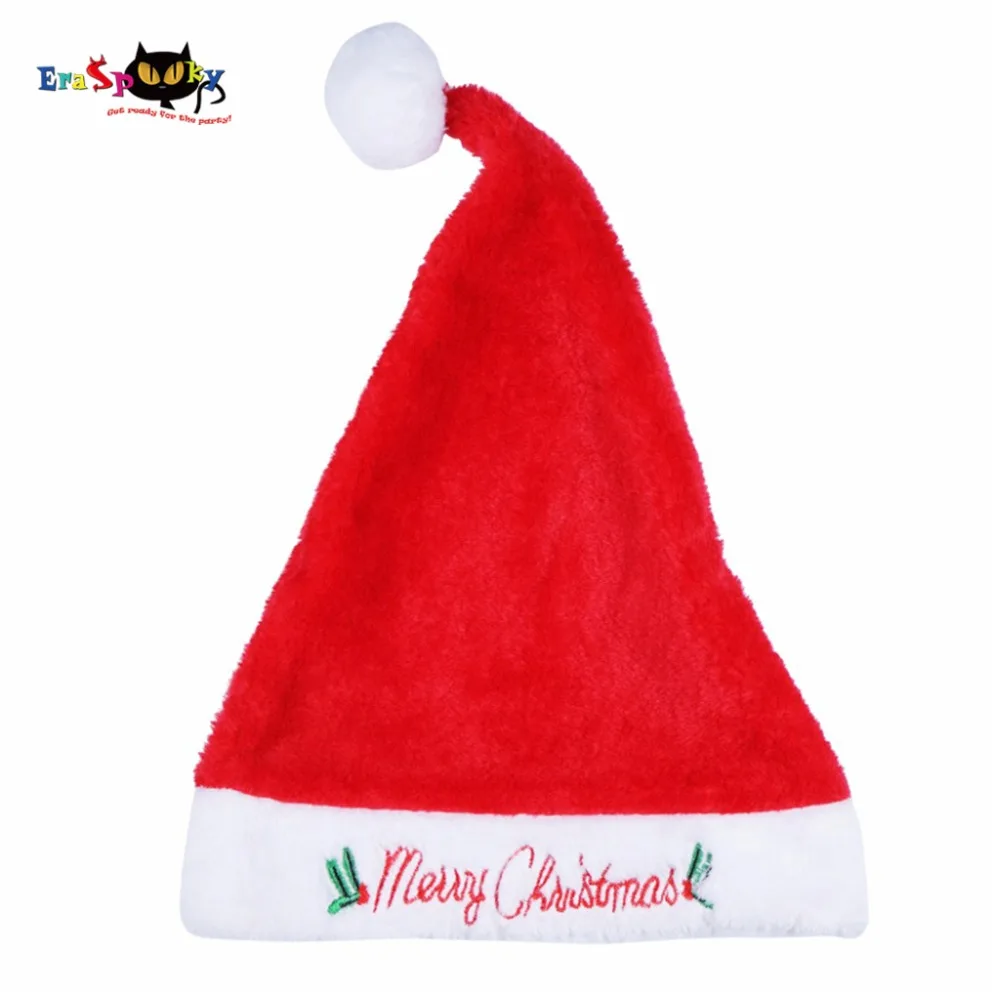 

2017 High Quality Christmas Costume Santa Hat Adult Women Fur Christmas Hat Xmas Embroidery Soft Warm Winter Christmas Cap